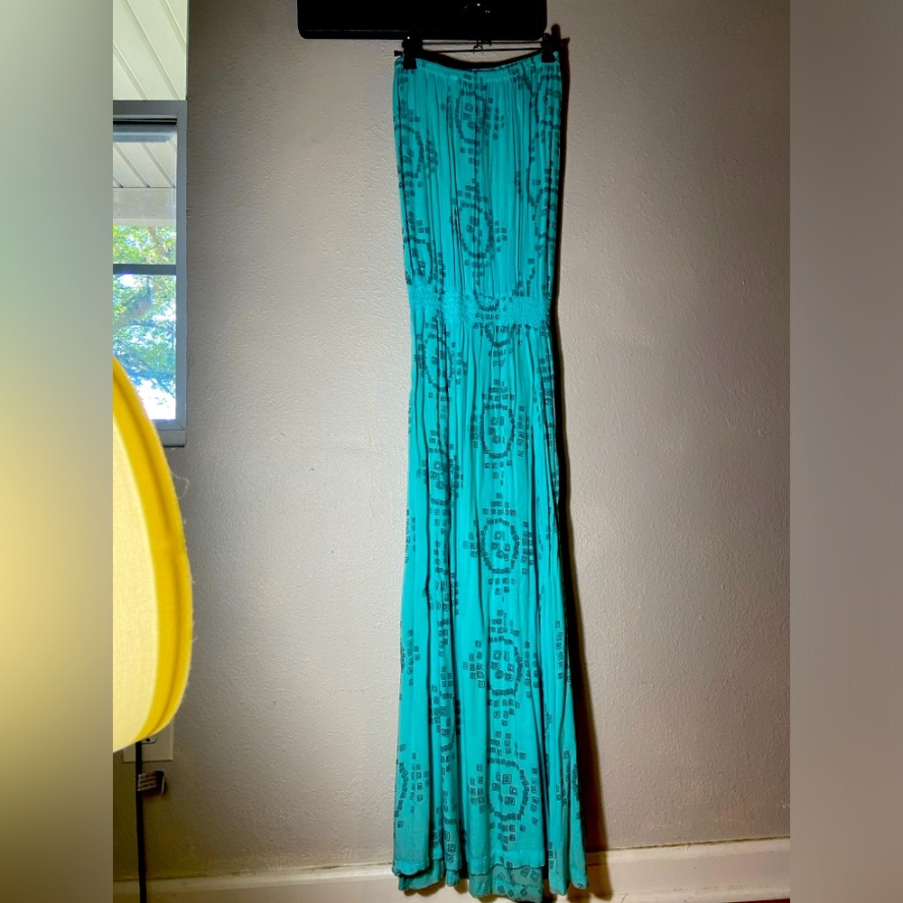 Strapless Blue Summer Maxi Dress by Cool Change